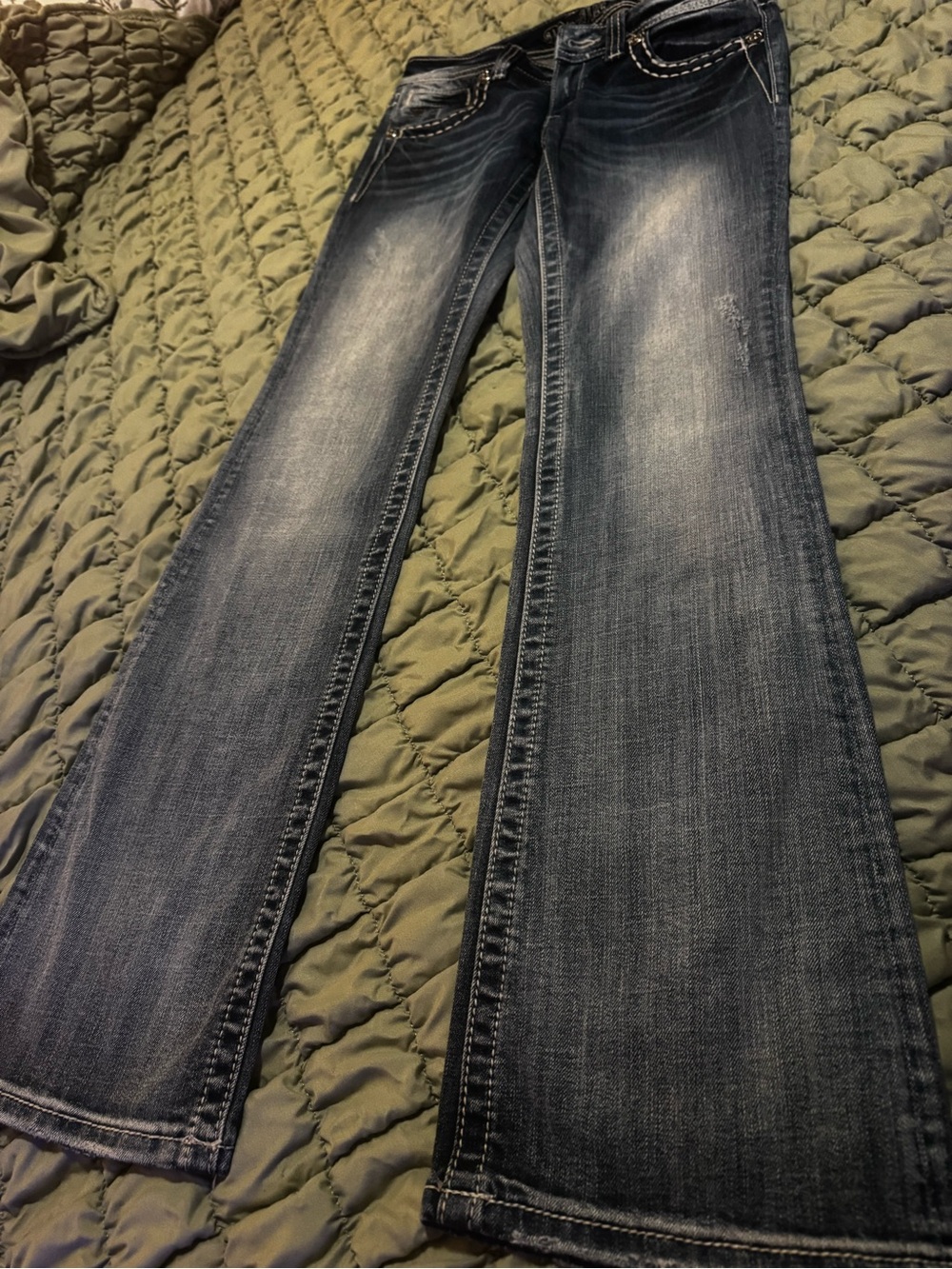 Miss Me Boot Cut size 27 jeans cross pocket - Picture 6 of 8